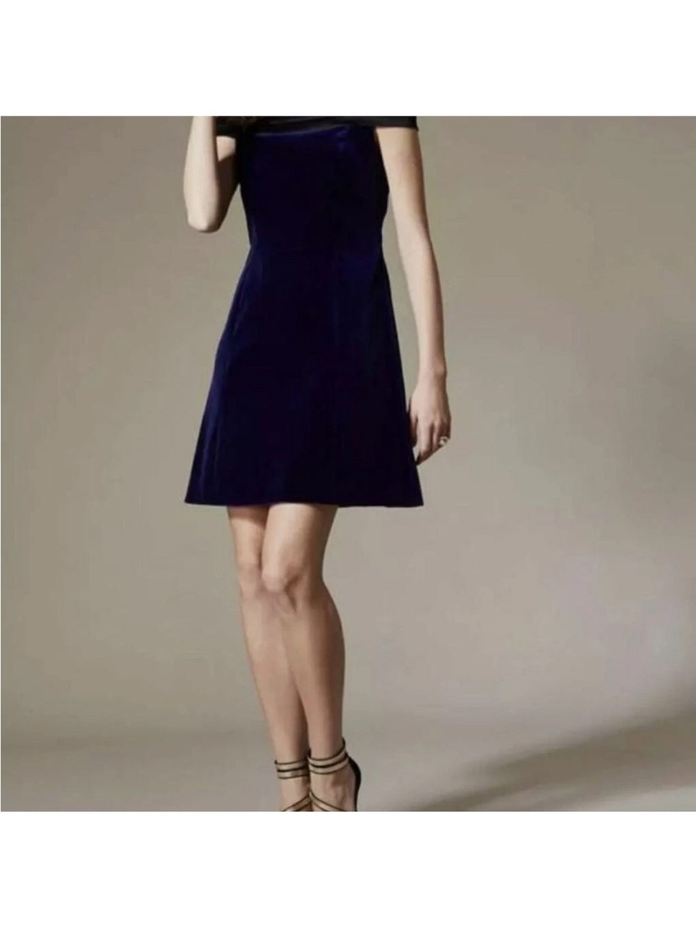 Karen Millen Velvet Bardot Mini Dress in Navy SZ US 4 NWT - Picture 2 of 8